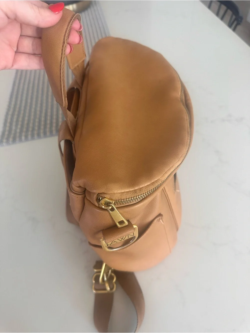 Fawn Design Tan Leather Baby Bag